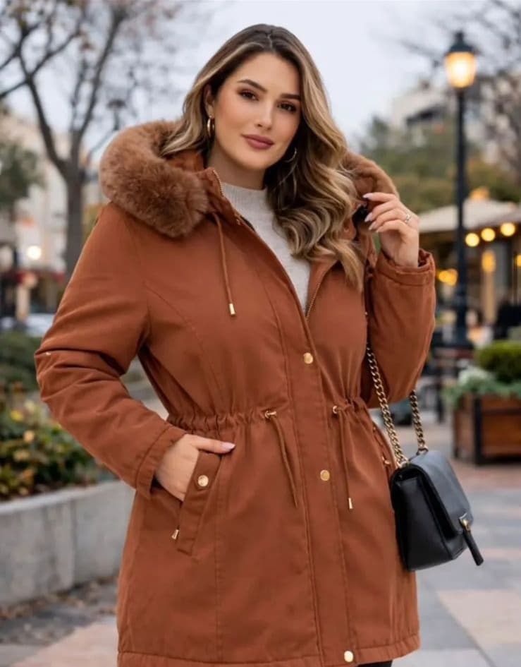 Parka de Inverno Capuz Pelúcia