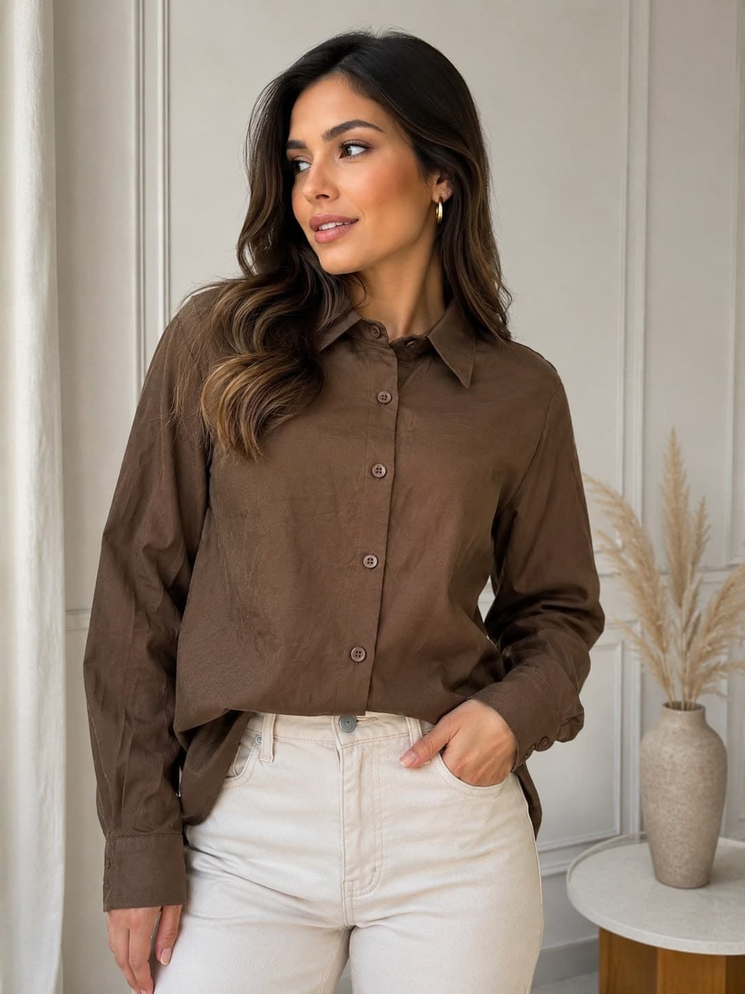 Camisa Social Marrom Chocolate