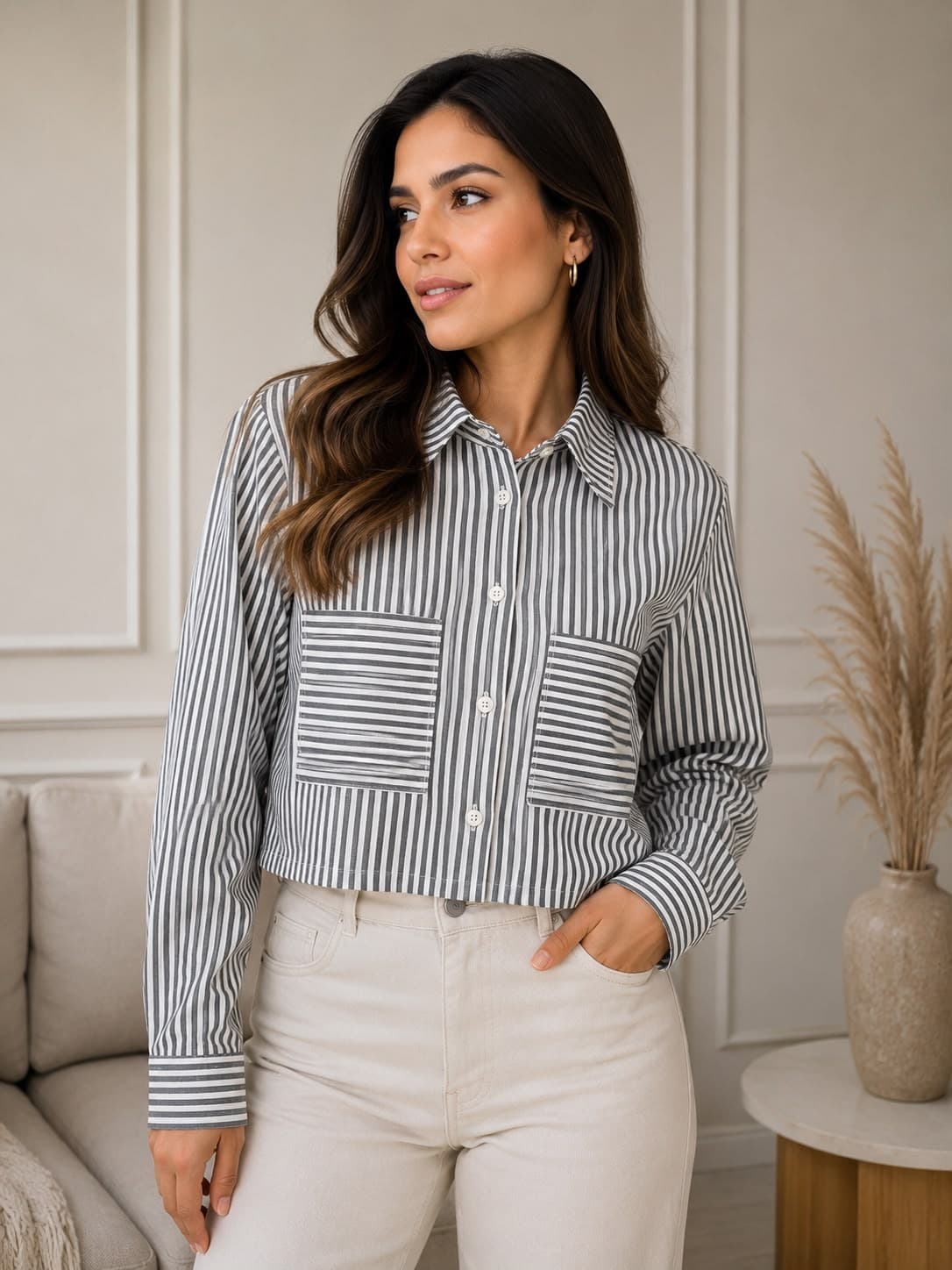 Camisa Cropped Listrada